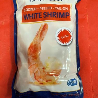 COOKED WHITE SHRIMP PEELED TAIL ON - 41/50 - 10LBS